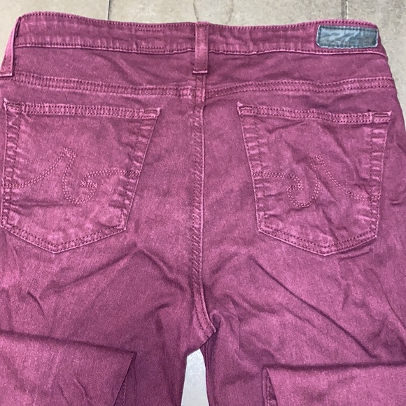 Ag Adriano Goldschmied Size 28R The Stevie Ankle Slim Straight Leg Burgundy Jean - Picture 11 of 16